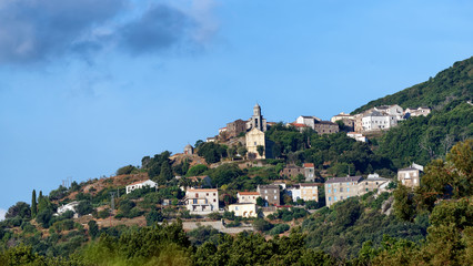Fototapeta na wymiar Costa verde village in Upper Corsica. Sant'Andréa-di-Cotone