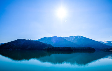 reservoir Sylvensteinspeicher lake in Bavaria