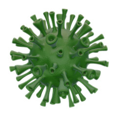 3d rendered illustration of a COVID-19 Coronavirus molecule in green