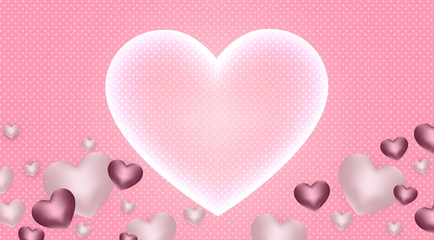 Happy Valentine's day background with heart and present composition for a trendy banner, poster or greeting card