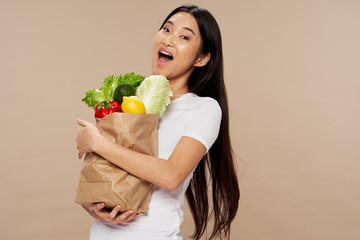 young woman with vegetables