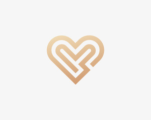 Linear heart vector logo. Valentines day maze medical health logotype.