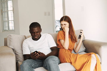 young couple watching tv