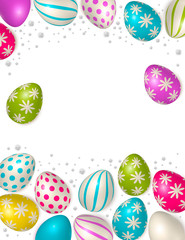 Easter poster and banner template with Easter eggs. Congratulations and gifts on the day of the Passover in a reclining style. Promotion and trading template for Easter