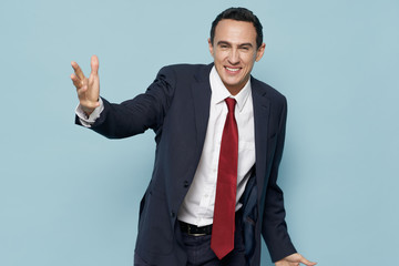 young businessman pointing