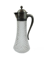 antique glass carafe isolated on white background