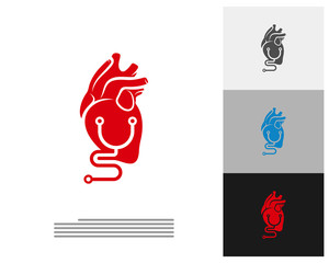 Heart with Stethoscope logo vector template, Creative Human Heart logo design concepts