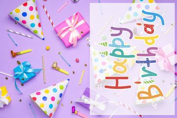 Fototapeta na wymiar Beautiful greeting card for birthday celebration