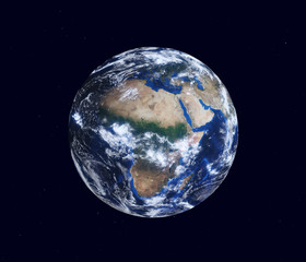 Earth globe, view of the continent of Africa. Map furnished by NASA. 3d illustration