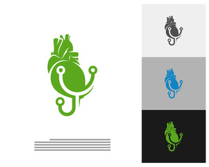 Heart with Stethoscope logo vector template, Creative Human Heart logo design concepts