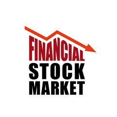 Financial stock market icon. Economic crisis. Lettering.