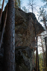 High rock in the national park Repovesi, Finland,