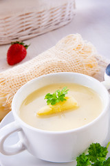Delicious white asparagus cream soup