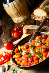 Rustic giant beans with fresh tomato sauce
