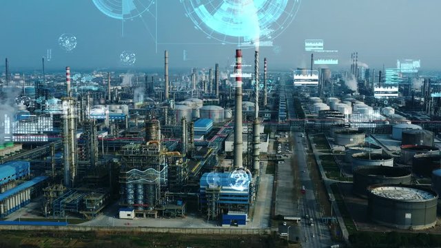 Modern plant and communication network concept. IoT (Internet of Things). INDUSTRY 4.0