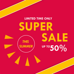 Summer Sales Banner With Abstract Background Template Vector