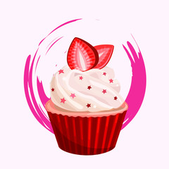 Delicious muffin, sweet, delicious. Cake, berry cake.