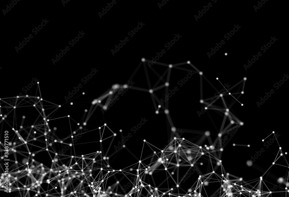 Aufkleber digital computer data and network connection triangle lines and spheres in futuristic technology con
