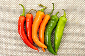 red hot chilly peppers on a  table