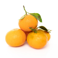mandarins with leaf isolated on white background