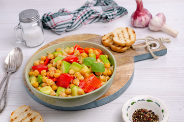 Slices of stewed vegetables with chickpeas