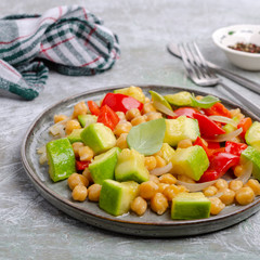 Slices of stewed vegetables with chickpeas