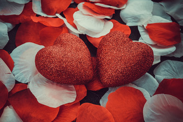 Romantic red heart with love on valentine's day