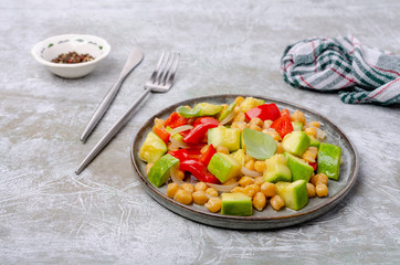 Slices of stewed vegetables with chickpeas