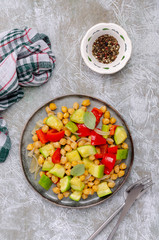 Slices of stewed vegetables with chickpeas