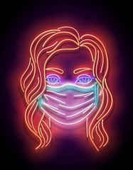 Glow Beautiful Girl with Face Mask Protective