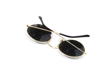 Black round sunglasses isolated on white background  - Image