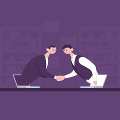 Two businessmans shaking hands. Color vector illustration
