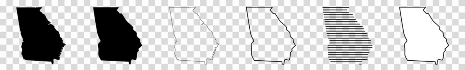 Georgia Map Black | State Border | United States | US America | Transparent Isolated | Variations