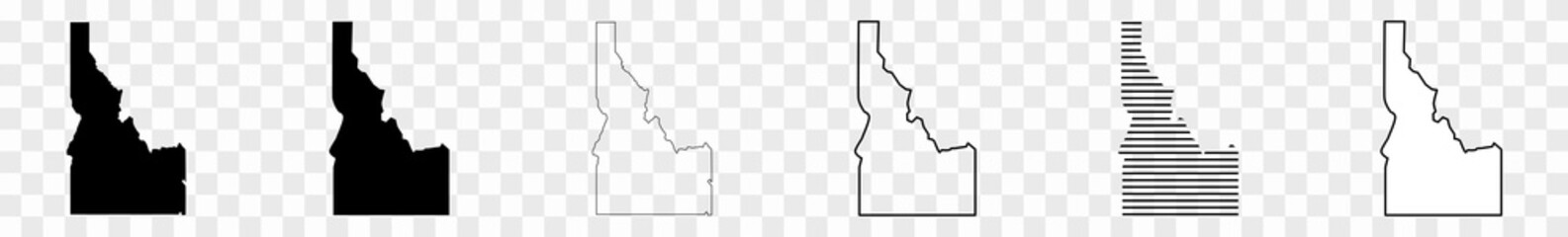 Idaho Map Black | State Border | United States | US America | Transparent Isolated | Variations