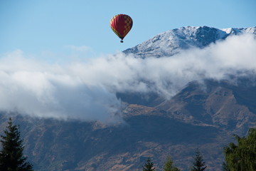 Hot-air balloon near Arrowtown in Otago on South Island of New Zealand
