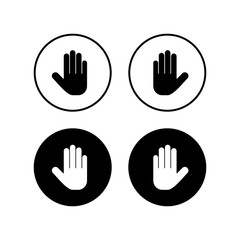 Stop icons set. Hand symbol. Hand icon vector