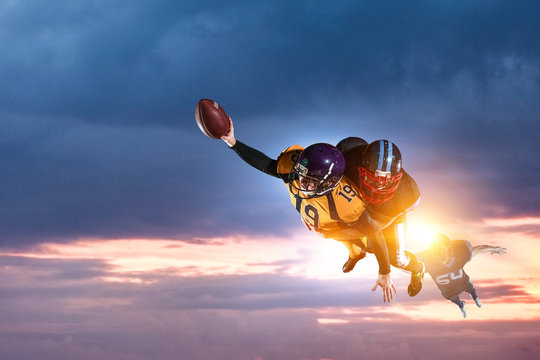 American football player with planet on the background