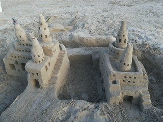 sandburg, sandstrand, strand, burg, ufer, mallorca