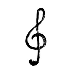 Scratched hand drawn treble clef