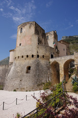 Pandone Castle dominates the town of Venafro. Isernia, Molise, Italy