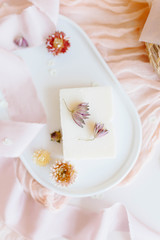 natural soap bar with flowers