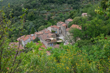 Languedoc France.  Mountain village. Mountain town.