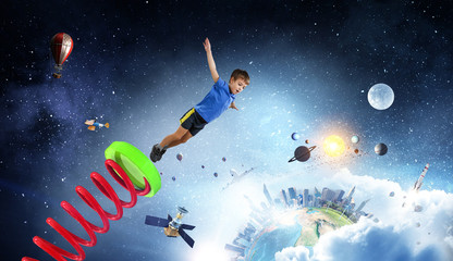 Kids bouncing in the space