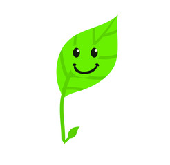 funny green leaf. vector illustration