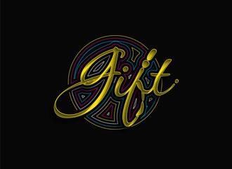 Gift Calligraphic 3d Style Text Vector illustration Design.