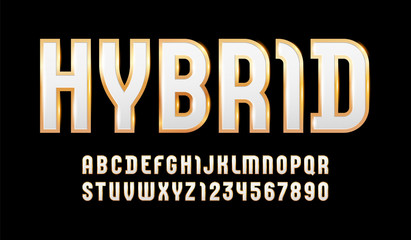 High steel font of hybrid style, trendy alphabet, trendy Latin letters from A to Z and Arab numbers from 0 to 9 for you designs, vector illustration 10EPS