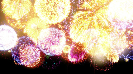 Fireworks Pyrotechnic Festival Holiday Particles 3D illustration background.
