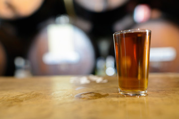 Close up of drink served at old style wine bar