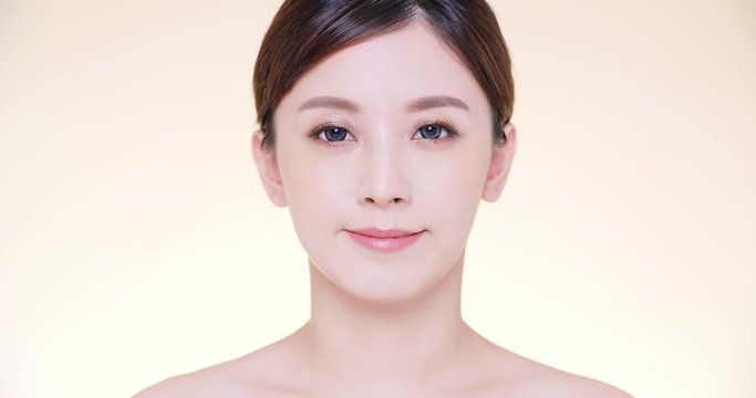 closeup asian young beauty  with clean fresh skin