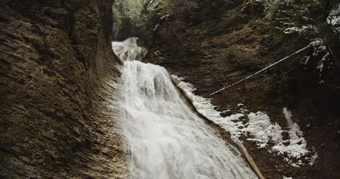 The Majestic Margaret Falls Situated In Herald Provincial Park Near Seymour Arm In British Columbia - Low Angle Shot